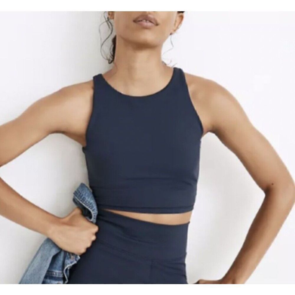 MADEWELL MWL Womens Black Form Racerback Crop Top NEW Stretch NA554 Athletic S
